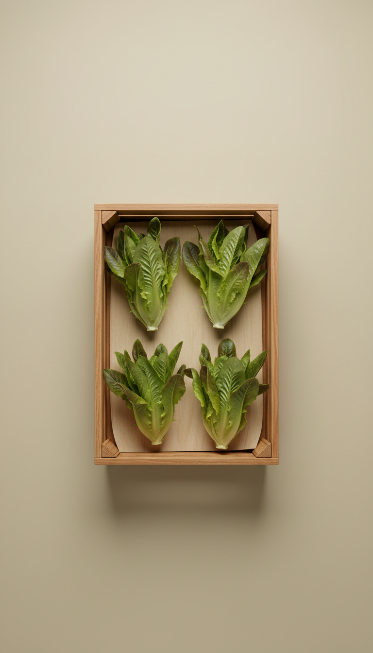 Olive leaf lettuce in wooden crate